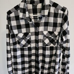 Eddie Bauer Black and White Checkered Women's Shirt
